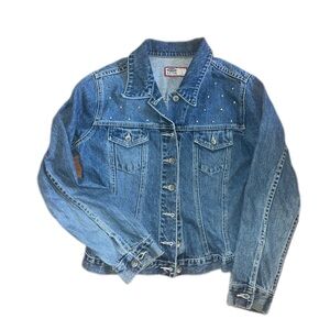 Y2K 2000 Vintage Old Navy Blue Denim Jacket with Crystal Details